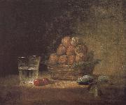Jean Baptiste Simeon Chardin Lee s basket with two glass cups cherry stone oil painting on canvas